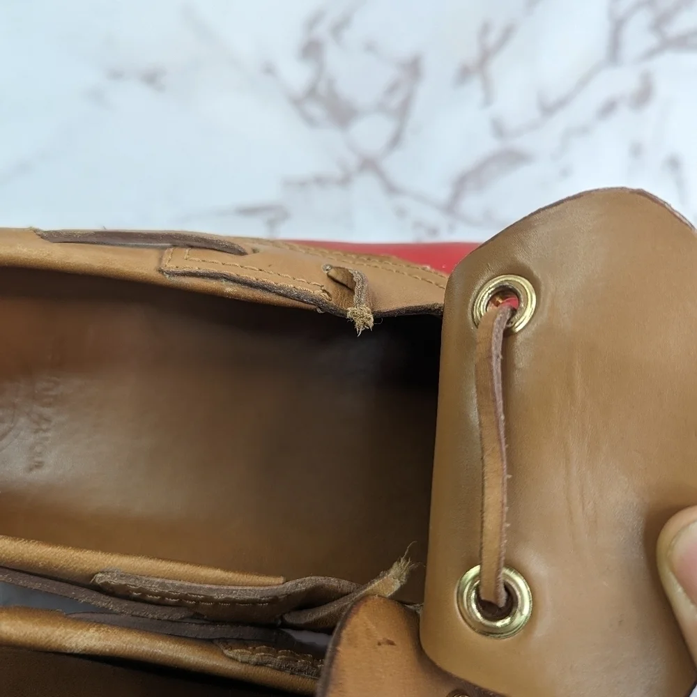 Tory Burch Loafer Women 9 39 Red Bean Boot Wellie Slip On Shoe Leather Rain Boat